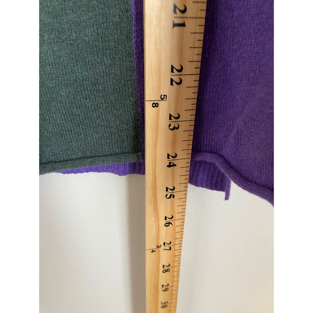 Zaket & Plover Green Purple Colorblock Cotton Cashmere V-Neck‎ Sweater Womens M - Picture 3 of 6